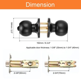 sourcing map Privacy Door Knob, Matte Black Round Shape Door Knobs, Zinc Alloy Door Knob, Modern Design Door Hardware, Interior/Exterior Door Knob for Bedroom and Bathroom, Easy Installation