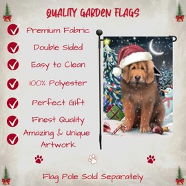 Doggie of the Day Tibetan Mastiff Dog Garden Flags - Have a Holly Jolly Christmas - Double Sided - Yard Porch Lawn Spring Decorative Gift - Home Decor 12 1/2"w x 18"h - GFLAG52968