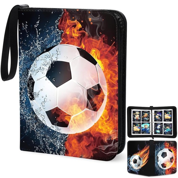 Lotvic Football Card Holder, 400 Pockets Football Card Binder, Football Card Folder with Zipper and Handle Strap, Football Card Book, Football Trading Card Binder Album with Removable Sleeves