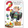 Jonny Javelin Boy Age 2 Birthday Card -Tractor Farm Animals