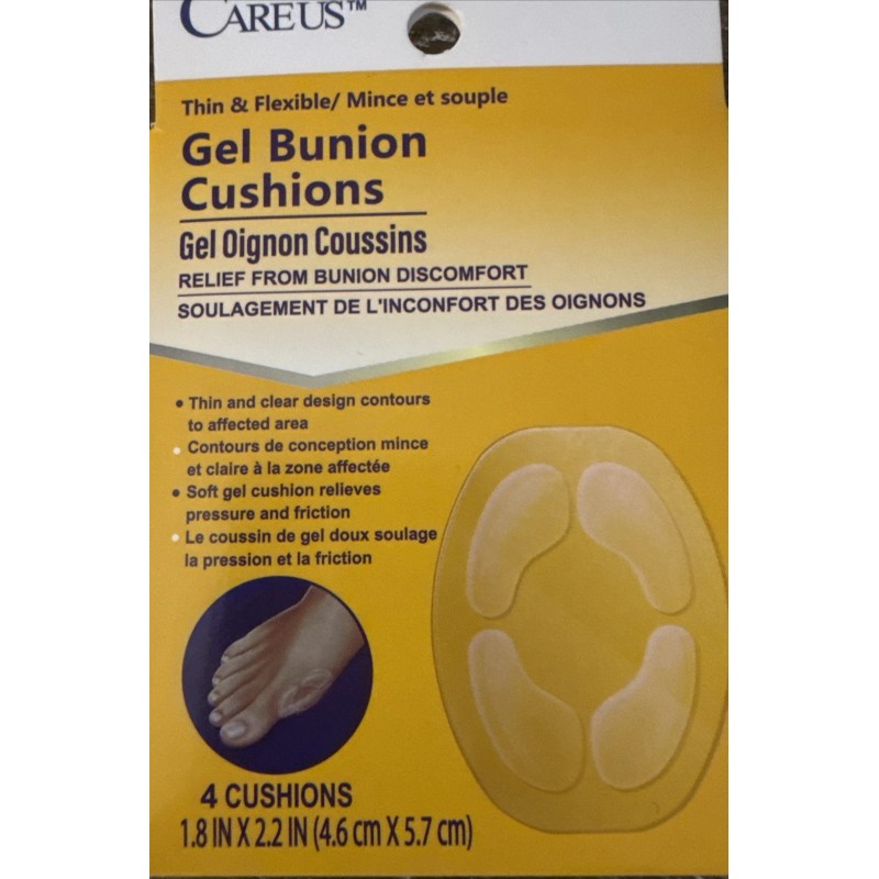 Careus Gel Bunion Cushions For Bunion Discomfort-1pk of 4 Cushions-NEW-S