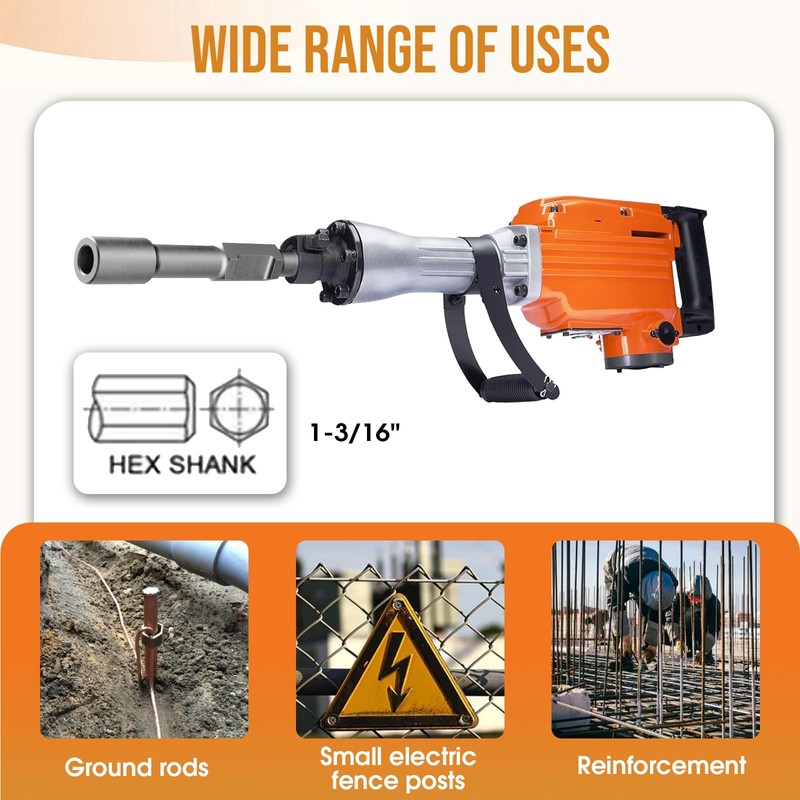 Ground Rod Driver for Hex Shank, Rotary Hammer Drill for