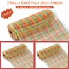 3 Rolls Fall Poly Burlap Mesh 10 Inches Plaid Check