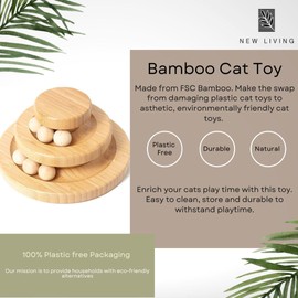 New Living Bamboo Cat Toy, Ball and Track, Turntable and Ball Set, Different Tier Levels, Eco Cat Toy, Kitten Toy, Fun Mental and Physical Exercise (Double Layer)