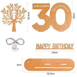 WAREHOUSE Original Birthday Gift Women & Men - Money Gifts Birthday with Wooden Sign Guest Book Birthday Decoration Birthday Numbers Wooden Sign Guests (30)