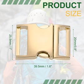 PATIKIL Metal Buckle, 4 Pack Quick Side Release Clips for Luggage Belt Strap Backpack Webbing(0.8" x 1.5", Gold)