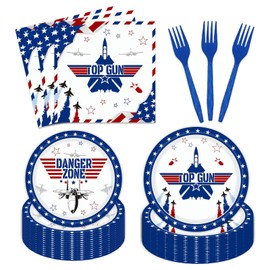 96PCS Fighter Jet Pilot Party Plates and Napkins Military Jet Party Party Decoration Tableware Set Pilot Birthday Baby Shower Dinnerware Set Serves 24 Guests Airplane Aviation Party Supplies