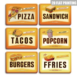 Hot Tasty Pizza Vintage Metal Sign Diner and Kitchen Wall DecorColor: E739(6 PCS), Size: 20*30cm