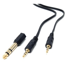 DRUT 30cm 3.5mm to 3.5mm Male Jack Audio Stereo AUX Cable With 6.35mm 1/4 inch Adapter Converter Gold Plated Connectors Lead 1ft Black