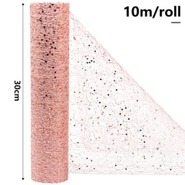 30 cm x 10 Yards Glitter Tulle Fabric Rolls, Tulle Fabric, Tulle Roll Glitter Sequin Spool for Tutu Skirts, Crafts, Gift Bow, Chair Bands Wedding, Wedding Party Banquet Decoration (Rose Gold)