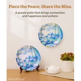 PieceRelax 3D Puzzle Plate 124 Pieces - Monet - Nympheas, Decorative Jigsaw for Home & Gift [PL1006]