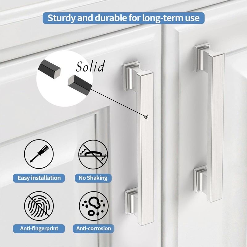 Coinkoly 10 Pack 3-3/4''(96mm) Cabinet Handle Brushed Nickel Kitchen Cabinet