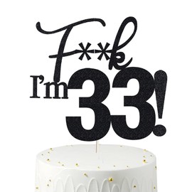33 decoraciones para tartas, 33 decoraciones para tartas de cumpleaños, purpurina negra, divertida decoración para tartas de 33 años para hombres, 33 decoraciones para tartas para mujeres, decoraciones de 33 cumpleaños, decoración para tartas de 33 cumpl