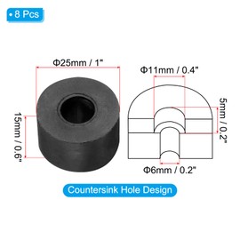 PATIKIL Rubber Spacer, 8 Pcs Rubber Anti Vibration Foot Pad Bumper 1" OD 0.2" ID Count Sink Hole Washer Round Neoprene Bushings Spacer for Air Compressor Machinery Generator Car Black