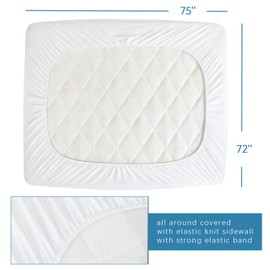 Short King Terry Mattress Protector Waterproof for 72''×75'' up to 14'' Depth, Ultra Soft & Breathable Smooth Top Fitted Mattress Cover Skin-Friendly Machine Washable