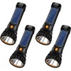 E-SHIDAI 4pcs Solar/Rechargeable Multi Function 1000 Lumens LED Flashlight, with