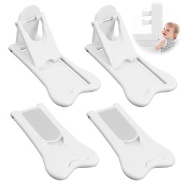 4 Pcs Sliding Door Lock for Child Safety, For Sliding Windows & Door Wardrobes Closets Showers Kitchen Door Sliding Glass Slide Locks Closets and Cabinets, Sticky Version Easy to Install Prevents Pets & Kids from Opening the Door