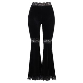 Women High Waist Black Leg Pants Goth Female Velvet Stripe Skinny Gothic Vintage Elasticity Trousers Streetwear Dark Academia