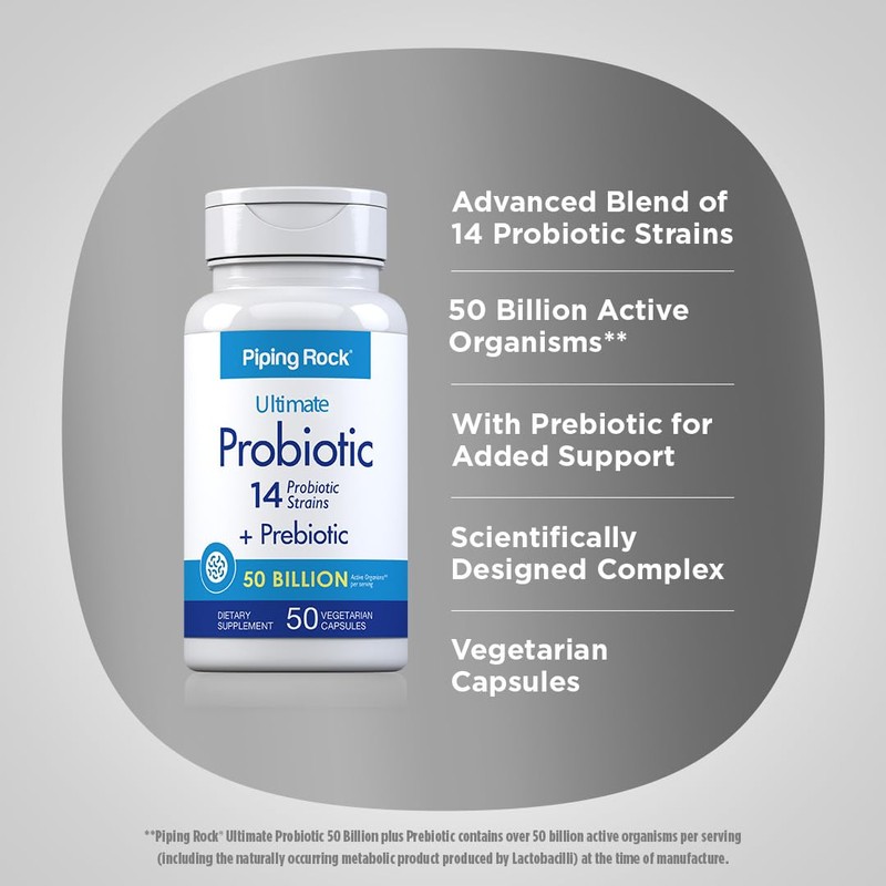 Piping Rock Probiotic for Men and Women | 50 Capsules