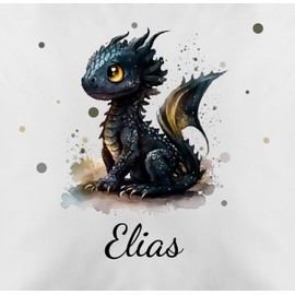 Cushion Cover – Cute Little Dragon with Name I Night Dragon I Dragon I Dragon I How to Train Dragon – 50 x 50 cm – White – Cushion Cuddly Cushion Dragons Tame Cushion Covers Dragon Motif and Name