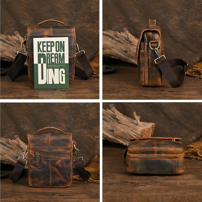 Handadsume Canvas + Genuine Leather Travel A4 Tote Satchel Messenger