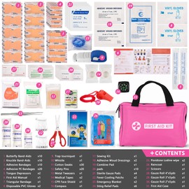 HLWDFLZ Car Emergency Kit with Portable Air Compressor - Roadside Assistance Emergency Kit, Winter Trave Assistance, Safety Emergency Kit for Cars, Trucks (Pink)