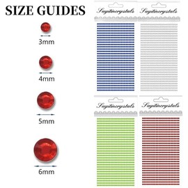 Rhinestone Stickers,6mm Self Adhesive Pearl Stickers,Acrylic Crystal Gems for Nails Face Clothes DIY Craft Decorations (6 Sheets)