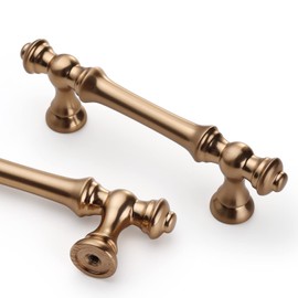 Asidrama 6 Pack 3 Inch(76mm) Champagne Bronze Kitchen Cabinet Handles,Brushed Brass Cabinet Pulls Kitchen Cabinet Hardware for Cupboard Gold Drawer Pulls
