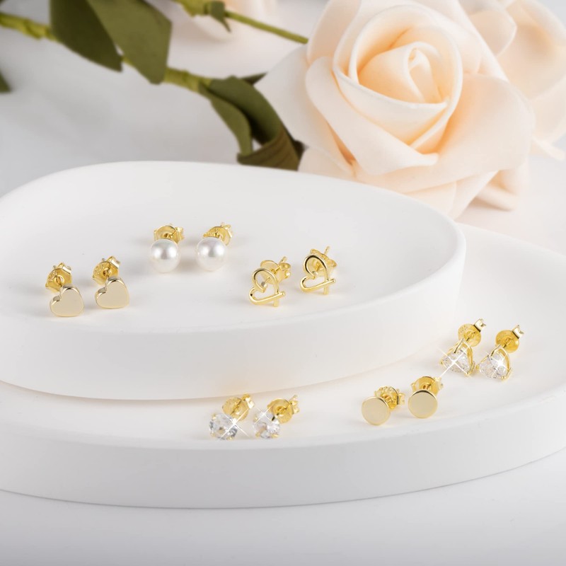 Juego de aretes para múltiples piercings chapados en oro de
