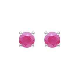 Ivy Gems 9ct White Gold Small Four Claw Ruby Stud Earrings