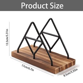 Napkin Holder, Standing Serviette Holder with Wooden Base Napkin Holders for Tables, Metal Napkin Rack Tables Decorative for Kitchen, Cafes, Restaurants, Weddings Parties (‎13.5 x 8X 17 cm)