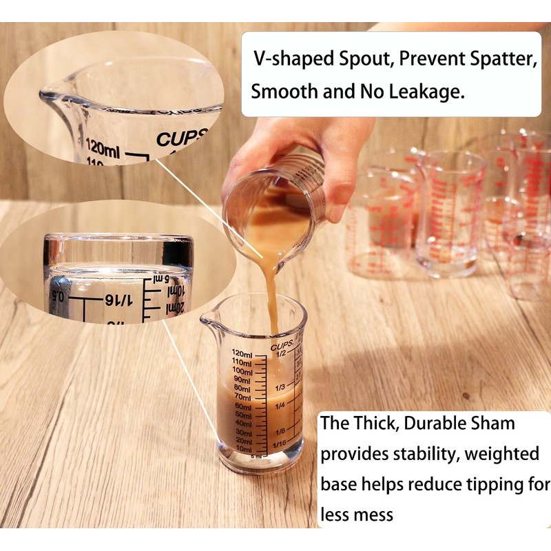 Ackers 4oz Glass Measuring Cup – Shot Glass with Ounce,Ml,Cups