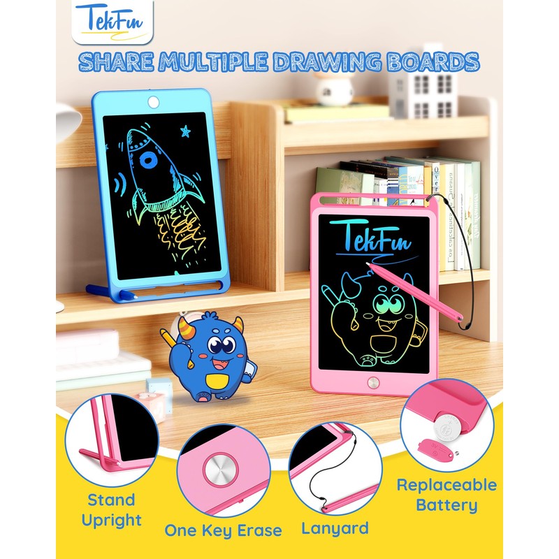 TEKFUN 2 Pack LCD Writing Tablet for Kids, 10 Inch