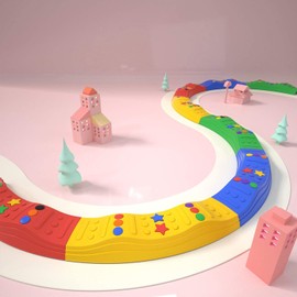 Kids Balance Beam Toddler Stepping Stones Max Load 220LBS 8 PCS Non-Slip Textured Surface & Rubber Pads Bottom Promote Agility Coordination Five Star Pattern