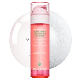 MAXCLINIC (nuevo diseño) limpiador de espuma de aceite de vitamina rosa (6 nuevas vitaminas añadidas) ingredientes naturales de limpieza, brillar, hidratar, reponer, limpieza profunda, aceite a espuma, belleza coreana (110 g)