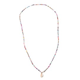 Visxcnu 1 x Boho Necklace, Gold Colour, Seashl Necklaces, Pearl Layer Necklace, Boho Grain Layered Chains, Jewellery Accessories for Women and Girls, Metal