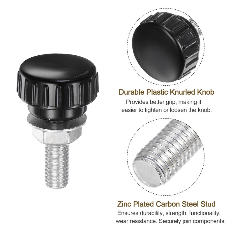 uxcell 4 Set M8 x 25mm Male Thread Knurled Knobs
