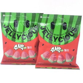 Lotte Korea Jellycious Gummy Fruit Jelly - Watermelon Flavor 56gx2bags
