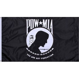 3x5 ft POW MIA Military US Banner Flag Double Stitched 3' x 5' Black Grommets Vivid Color and UV Fade Resistant Canvas Header and polyester material