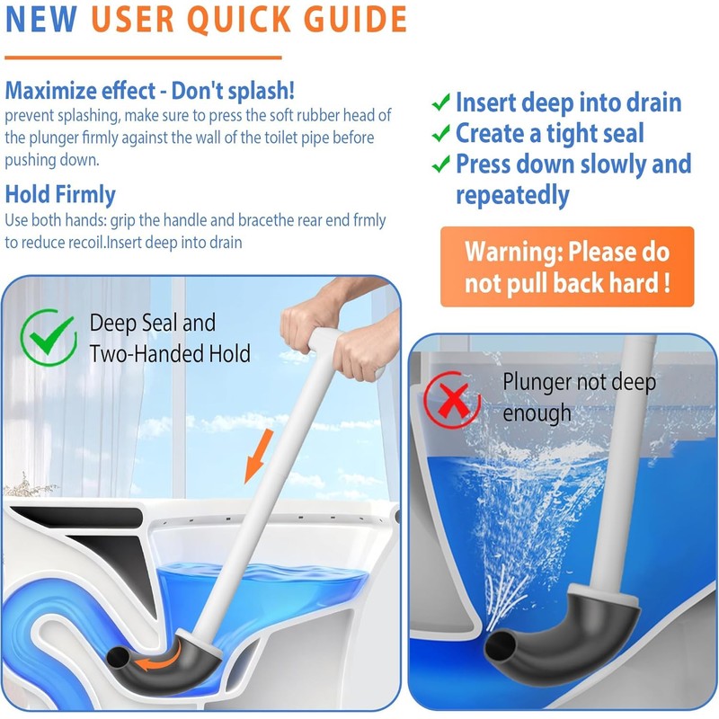 Cinola Upgraded Toilet Plunger with Holder, Wall Mounted Toilet Bowl