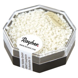 RAYHER 14764102 Delica Rocailles, Diameter 1.6 mm Tub 6 g – White