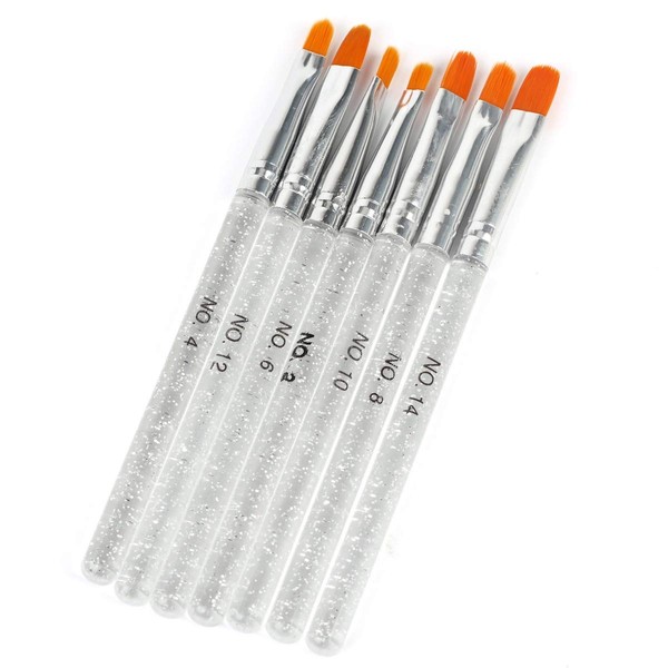 7Pcs Assorted Acrylic UV Gel Nail False Tips Builder Brush Pen Tool Professional UV Gel Brush Pen Nail Art Painting Drawing Brush Sets