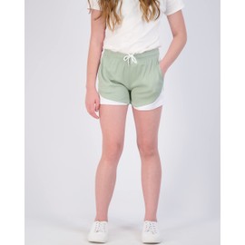 Real Essentials - Paquete de 4 pantalones cortos deportivos de malla para niñas con bolsillos, set 9, Medium