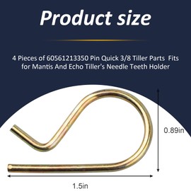4-Pack Heavy Duty Spring Locking Pin & Hitch Pin Clip-Zinc Plated Carbon Steel Tiller Parts Quick Pin for Mantis/Echo Needle Teeth Holder, Fits Tractors/Lawn Equipment (Cotter Pin Assortment Style)​​