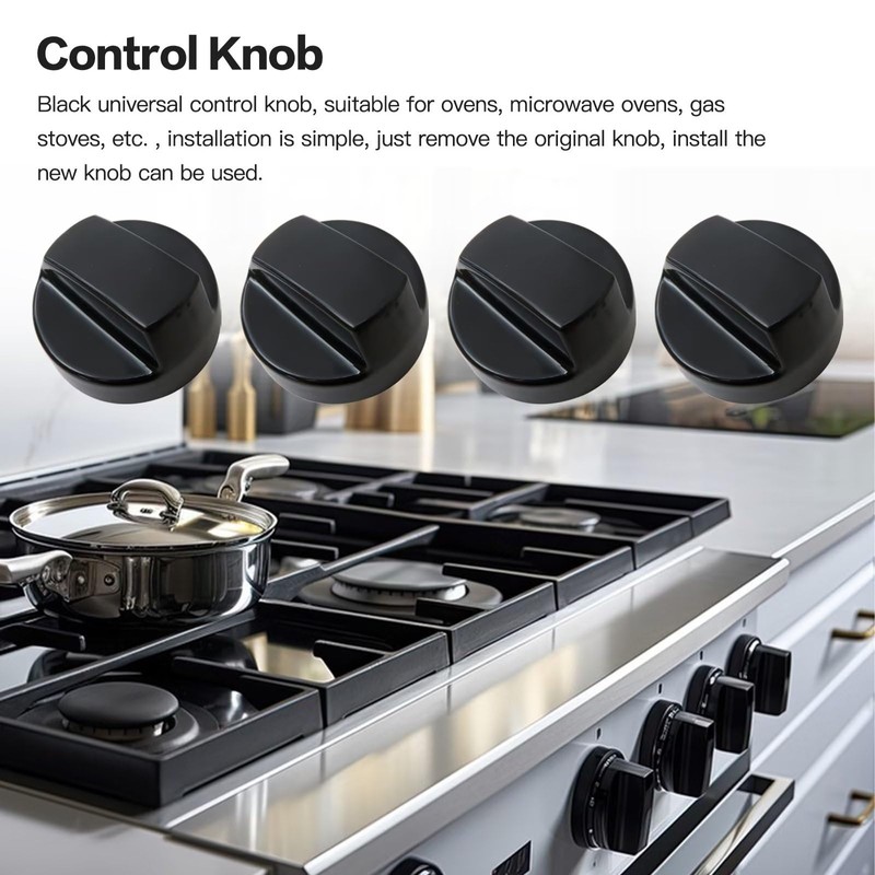 4Pcs Universal Control Knobs Replacement with 12Pcs Adapters Fit for
