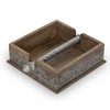 Wood and Metal Inlay Heritage Collection 7-Inch Square Napkin Holder