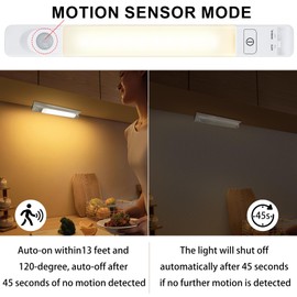 LUXSWAY LED Motion Sensor Light Indoor, Dimmable Under Cabinet Light, Manual ON/Off, Battery Operated Closet Lighting Bar, Shelf Light, Stick-on Anywhere Night Light for Kitchen Wardrobe Pantry