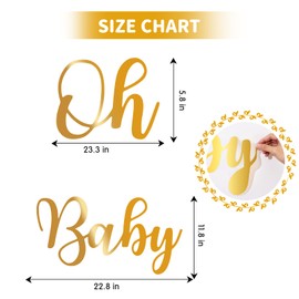 Oh Baby Sign for Backdrop, Baby Shower Decal Large Adhesive Sign Decal Letters Sticker Wall Decor Balloons Arch Backdrop Decorations for First Birthday Party Supplies (Oh Baby)