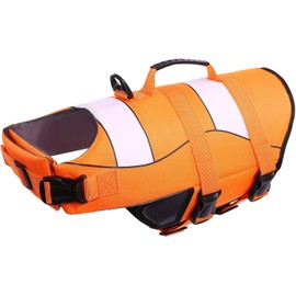 ASENKU Dog Life Jacket Large Dog Swimming Vest Sports Style, Adjustable & Durable Puppy Safety Dog Life Vest with Handle Dog Swimming Float Jacket for Swimming, Boating,Surfing,XL