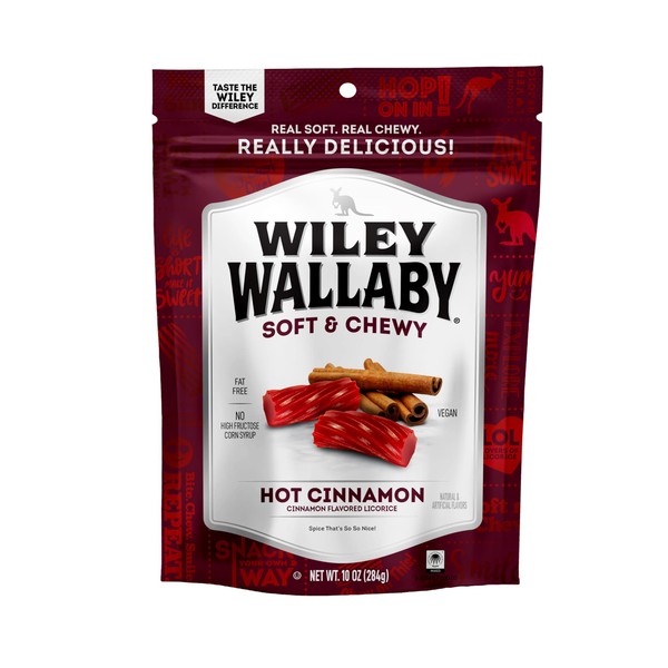 Wiley Wallaby Licorice 10 Ounce Classic Gourmet Soft & Chewy Australian Cinnamon Licorice Candy Twists, 1 Pack